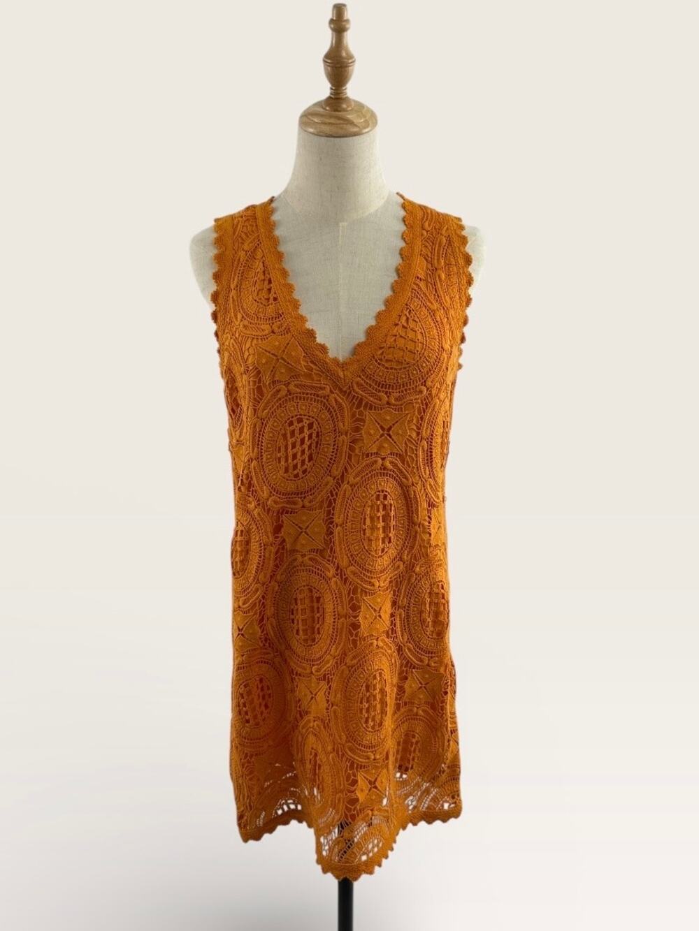 French Connection Orange Lace Dress, No Size Label, Small or 6